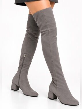Grey Faux Suede Over the Knee Boots Size 40 Star Trek Screen Worn